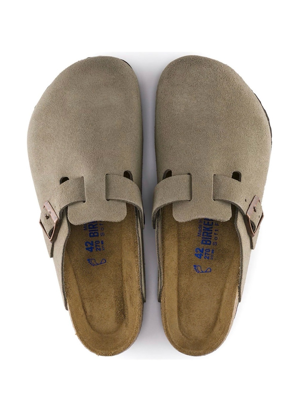 Birkenstock Boston Suede Clogs in Taupe Gray